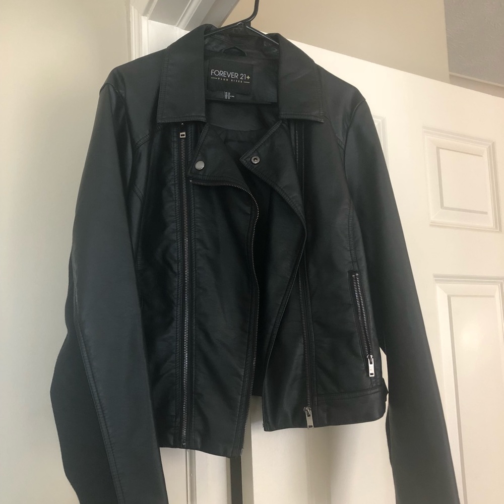 Plus Size Faux Leather Moto Jacket 3X!